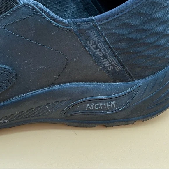 Skechers Relaxed Arch Fit Slip-Ins Motley Leather Milo Black Sneakers Men’s 13WW - Picture 3 of 10